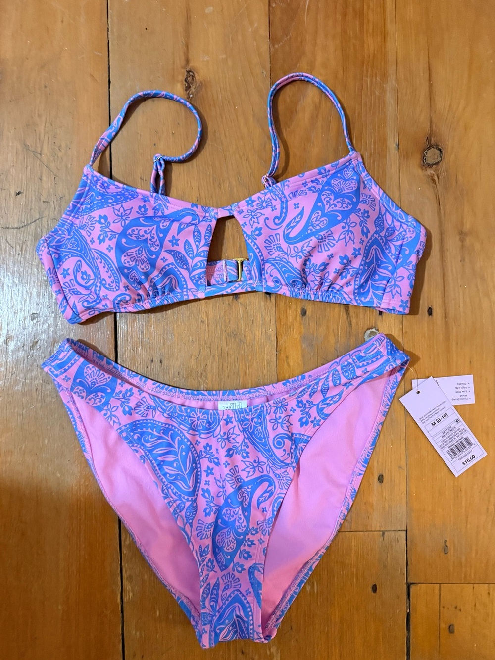 wild fable Pink and Blue Paisley Two-Piece Bikini
